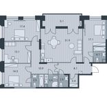 Планировка 5-комнатной квартиры, 134,3 м2