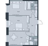 Планировка 2-комнатной квартиры, 61,2 м2