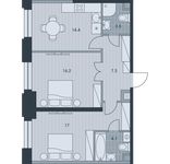 Планировка 2-комнатной квартиры, 62,5 м2