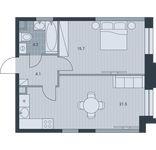 Планировка 2-комнатной квартиры, 45,5 м2