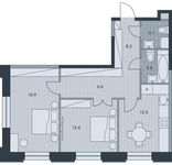 Планировка 2-комнатной квартиры, 63,3 м2