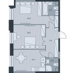 Планировка 2-комнатной квартиры, 61 м2
