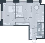 Планировка 2-комнатной квартиры, 66,6 м2