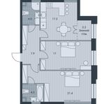 Планировка 3-комнатной квартиры, 74,4 м2