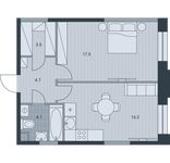 Планировка 2-комнатной квартиры, 45,9 м2