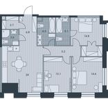 Планировка 4-комнатной квартиры, 96,1 м2