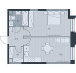 Планировка 2-комнатной квартиры, 44,2 м2