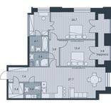 Планировка 3-комнатной квартиры, 95,1 м2