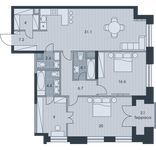 Планировка 3-комнатной квартиры, 107,8 м2