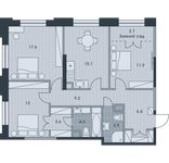 Планировка 3-комнатной квартиры, 89 м2