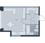Планировка 1-комнатной квартиры, 30,6 м2