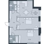 Планировка 3-комнатной квартиры, 74,4 м2