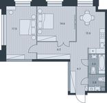 Планировка 2-комнатной квартиры, 66,7 м2