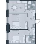 Планировка 2-комнатной квартиры, 62,5 м2