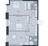 Планировка 2-комнатной квартиры, 61 м2