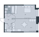 Планировка 2-комнатной квартиры, 44 м2