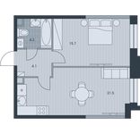 Планировка 2-комнатной квартиры, 45,5 м2