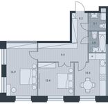 Планировка 2-комнатной квартиры, 63,2 м2