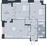 Планировка 3-комнатной квартиры, 84,7 м2