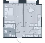 Планировка 1-комнатной квартиры, 42,5 м2