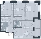 Планировка 4-комнатной квартиры, 109,2 м2
