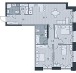 Планировка 4-комнатной квартиры, 87,9 м2
