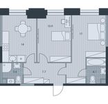 Планировка 2-комнатной квартиры, 60,3 м2
