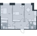 Планировка 2-комнатной квартиры, 59,2 м2