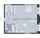 Планировка 2-комнатной квартиры, 46 м2