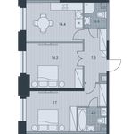 Планировка 2-комнатной квартиры, 62,5 м2