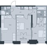 Планировка 3-комнатной квартиры, 64,9 м2