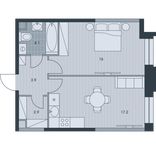 Планировка 2-комнатной квартиры, 44,1 м2