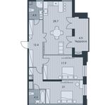 Планировка 3-комнатной квартиры, 93,2 м2