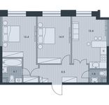 Планировка 3-комнатной квартиры, 61,5 м2