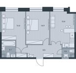 Планировка 3-комнатной квартиры, 61,7 м2