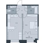 Планировка 2-комнатной квартиры, 44,7 м2