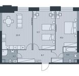 Планировка 3-комнатной квартиры, 77,5 м2