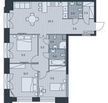 Планировка 4-комнатной квартиры, 82,8 м2