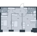 Планировка 3-комнатной квартиры, 63,3 м2