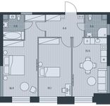 Планировка 2-комнатной квартиры, 63,5 м2