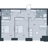 Планировка 3-комнатной квартиры, 63,3 м2