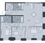 Планировка 4-комнатной квартиры, 111,2 м2