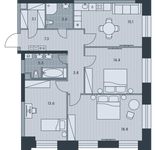Планировка  3-комнатной квартиры, 85,2 м2