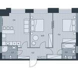 Планировка 3-комнатной квартиры, 64,1 м2