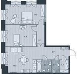 Планировка 3-комнатной квартиры, 77,3 м2