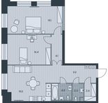 Планировка 3-комнатной квартиры, 77,4 м2