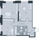 Планировка 3-комнатной квартиры, 65 м2