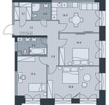 Планировка 3-комнатной квартиры, 84,8 м2