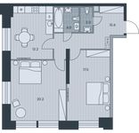 Планировка 2-комнатной квартиры, 67,5 м2