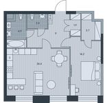 Планировка 2-комнатной квартиры, 60,5 м2
